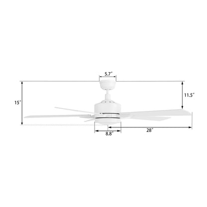 Carro Appleton 56in 5-Blade Smart Ceiling Fan | Modern White Plywood Blades | Living Room & Covered Patio | 15 x 56 x 56 in | Model SFR565E-L12-W1-1