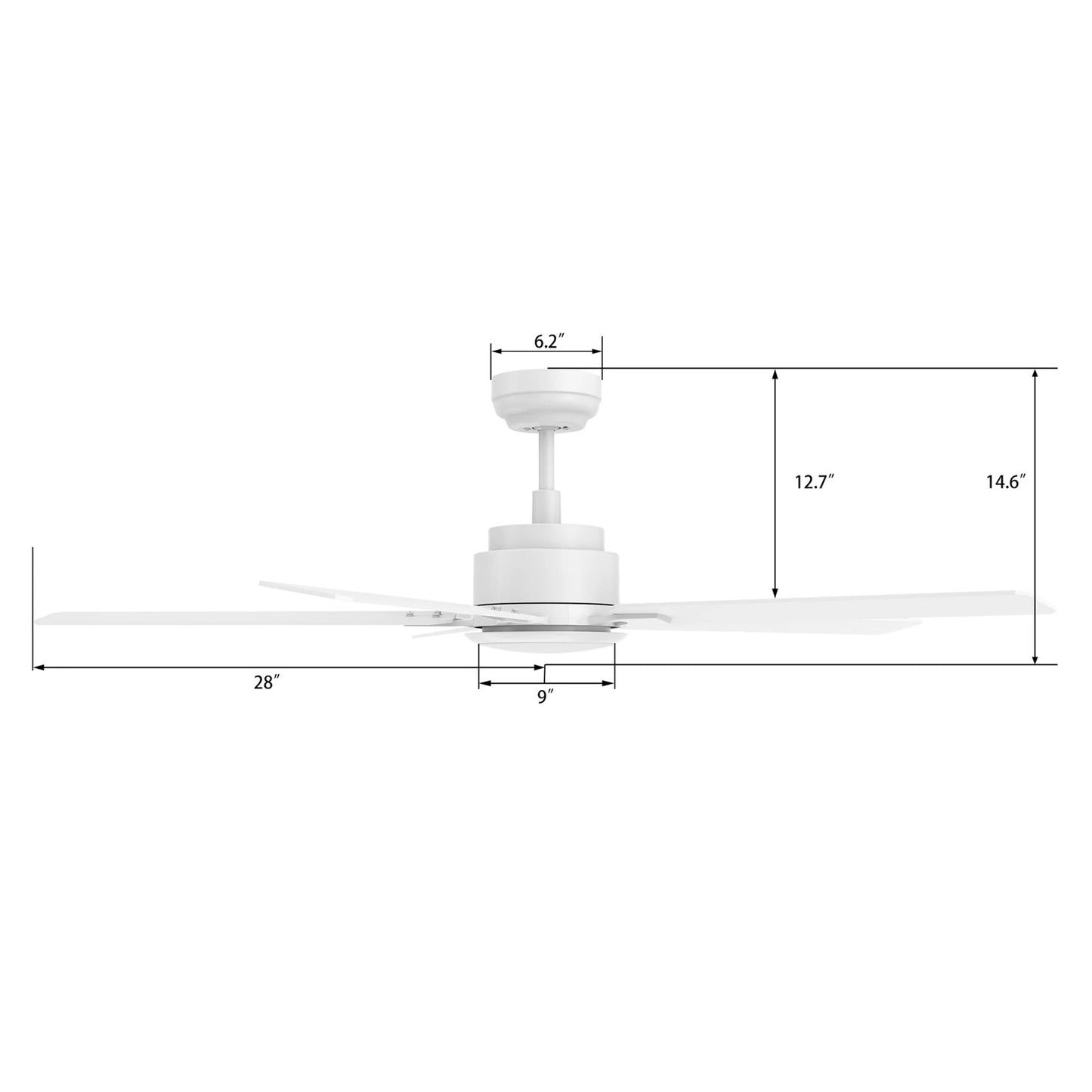 Carro Espear 56in 5-Blade Smart Ceiling Fan | White Plywood Blades | Living Room & Covered Patio | 56 x 56 x 14.4 in | Model SFR565J-L12-W1-1