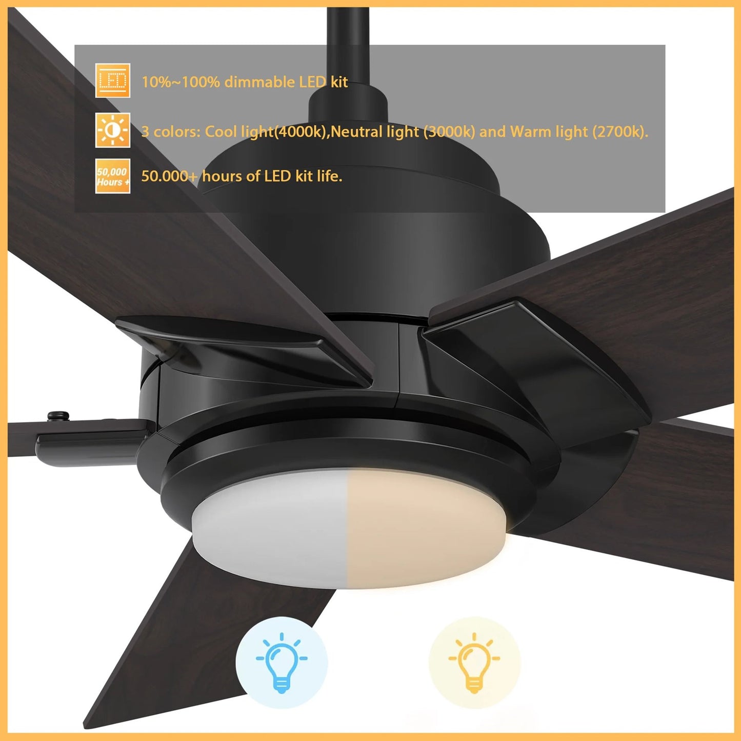 Carro Ascender 56in 5-Blade Smart Ceiling Fan | Modern Black Barnwood Plywood Blades | Living Room & Covered Patio | 14.7 x 56 x | Model SFR565J1-L11-BG-1