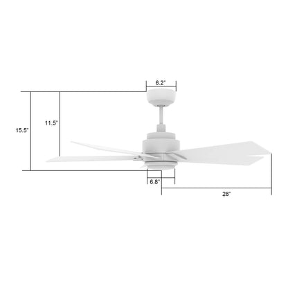 Carro Ascender 56in 5-Blade Smart Ceiling Fan | Modern White Plywood Blades | Living Room & Covered Patio | 14.7 x 56 x 56 in | Model SFR565J1-L11-W1-1
