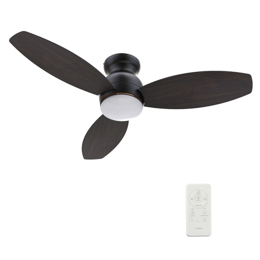 Carro Trento 60in 3-Blade Flush Mount Smart Ceiling Fan | Black Plywood Blades | Living Room & Covered Patio | 60 x 60 x 12.4 | Model SFR603Q-L12-BG-1-FM