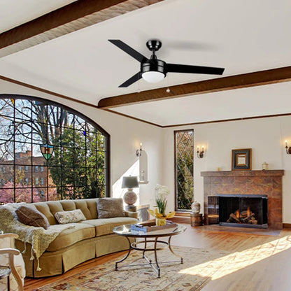Carro Everett 48in 3-Blade Ceiling Fan | Black Plywood Blades with Integrated LED Light Kit | Bedroom & Living Room | 48 x 48 x | Model VWGA-483C-L11-B2-1