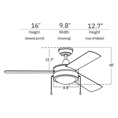 Carro Everett 48in 3-Blade Ceiling Fan | Brushed Nickel Plywood Blades | Living Room & Bedroom | 48 x 48 x 16 in | Model VWGA-483C-L11-SC-1
