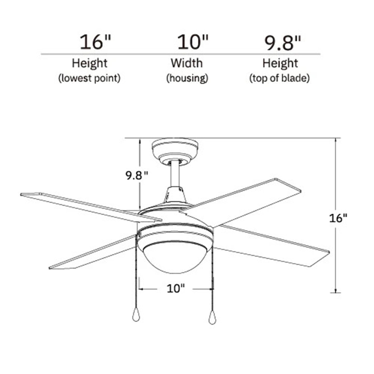 Carro Everett 48in 4-Blade Ceiling Fan | Brushed Nickel Plywood Blades | Living Room & Bedroom | 48 x 48 x 16 in | Model VWGA-484C-L11-SC-1