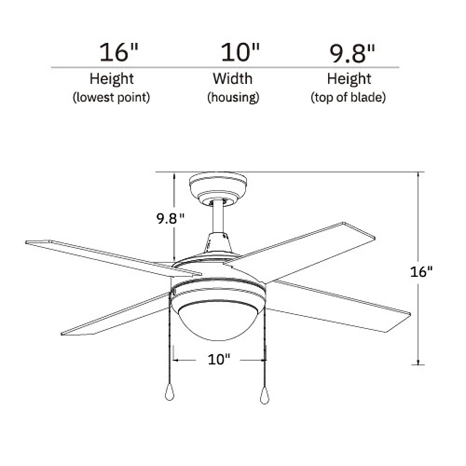 Carro Everett 48in 4-Blade Ceiling Fan | Brushed Nickel Plywood Blades | Living Room & Bedroom | 48 x 48 x 16 in | Model VWGA-484C-L11-SC-1
