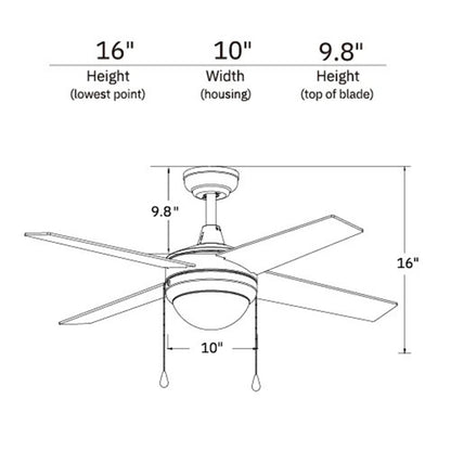 Carro Everett 48in 4-Blade Ceiling Fan | Brushed Nickel Plywood Blades | Living Room & Bedroom | 48 x 48 x 16 in | Model VWGA-484C-L11-SC-1