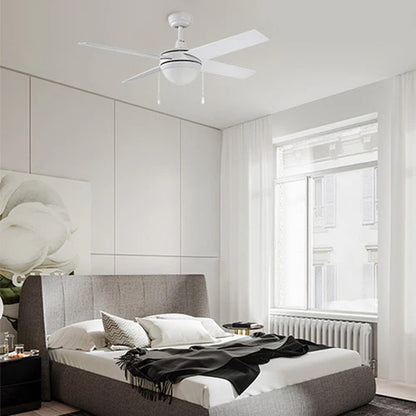 Carro Everett 48in 4-Blade Ceiling Fan | White Plywood Blades and Integrated LED | Living Room & Bedroom | 48 x 48 x 16 in | Model VWGA-484C-L11-W1-1