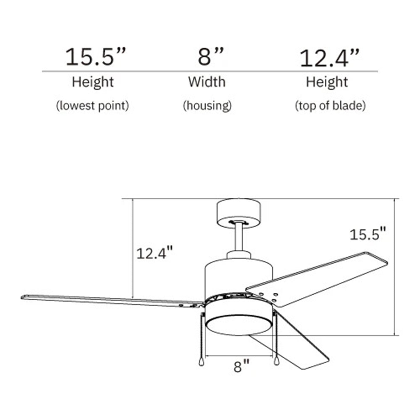 Carro Empire 52in 3-Blade Ceiling Fan | Black Plywood Blades and Integrated LED | Living Room & Bedroom | 52 x 52 x 15.5 in | Model VWGA-523A3-L12-B2-1