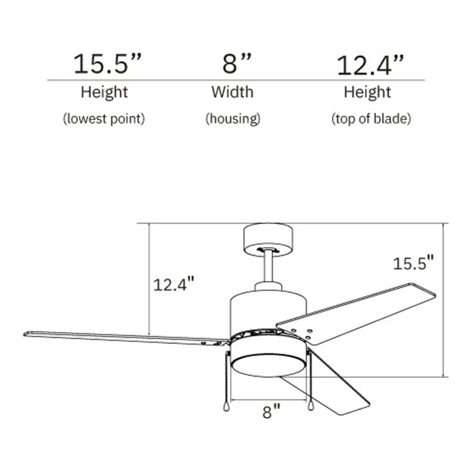 Carro Empire 52in 3-Blade Ceiling Fan | Black Plywood Blades and Integrated LED | Living Room & Bedroom | 52 x 52 x 15.5 in | Model VWGA-523A3-L12-B2-1