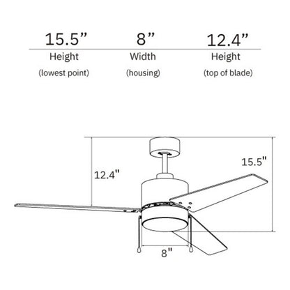 Carro Empire 52in 3-Blade Ceiling Fan | Black Plywood Blades and Integrated LED | Living Room & Bedroom | 52 x 52 x 15.5 in | Model VWGA-523A3-L12-B2-1