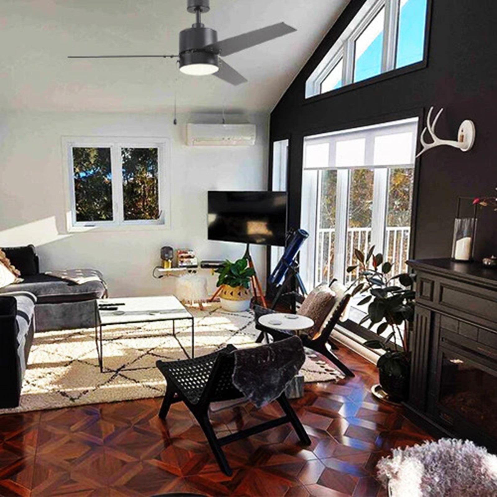 Carro Empire 52in 3-Blade Ceiling Fan | Black Plywood Blades and Integrated LED | Living Room & Bedroom | 52 x 52 x 15.5 in | Model VWGA-523A3-L12-B2-1