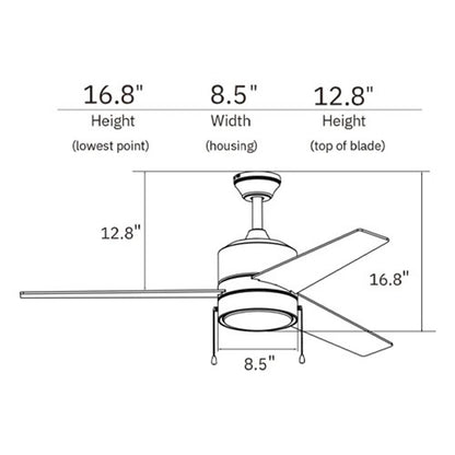 Carro Flint 52in 3-Blade Ceiling Fan | Black Barnwood Plywood Blades and Integrated LED | Living Room & Bedroom | 52 x 52 x | Model VWGA-523A5-L12-BG-1