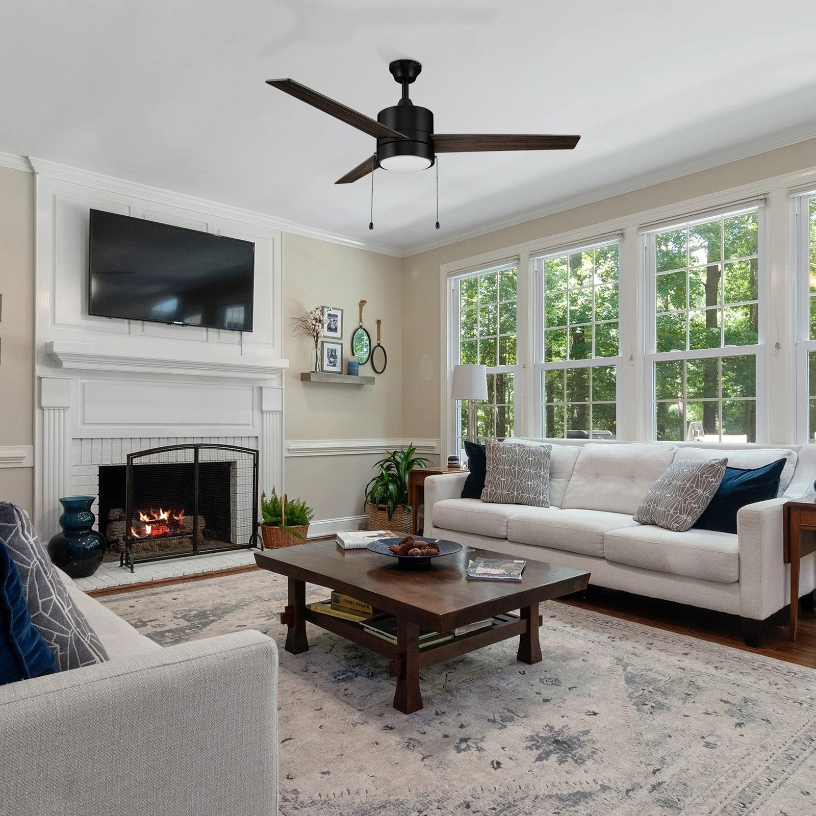 Carro Flint 52in 3-Blade Ceiling Fan | Black Barnwood Plywood Blades and Integrated LED | Living Room & Bedroom | 52 x 52 x | Model VWGA-523A5-L12-BG-1