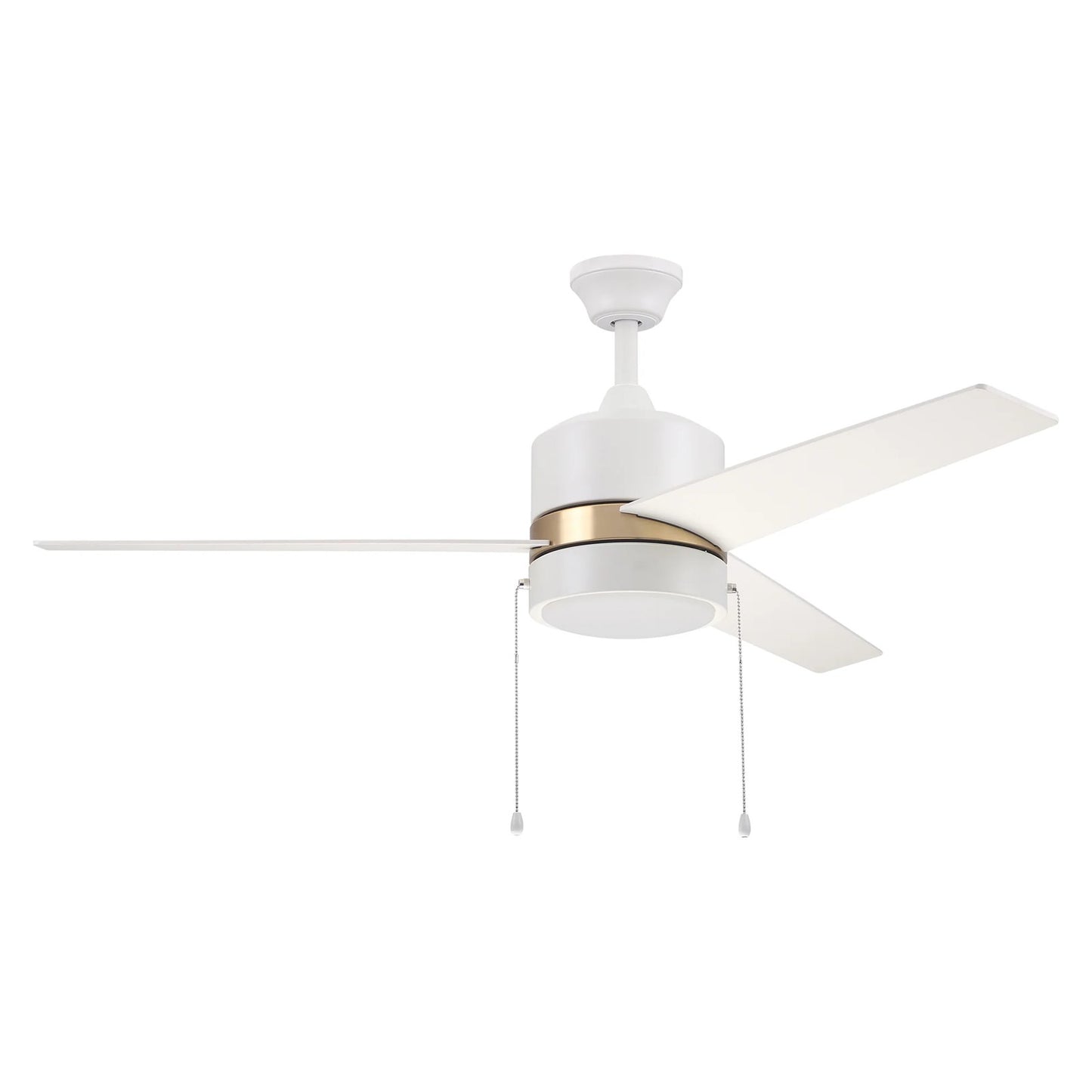 Carro Flint 52in 3-Blade Ceiling Fan | White/Gold Plywood Blades and Integrated LED | Living Room & Bedroom | 52 x 52 x 16.8 | Model VWGA-523A5-L12-W1-1G