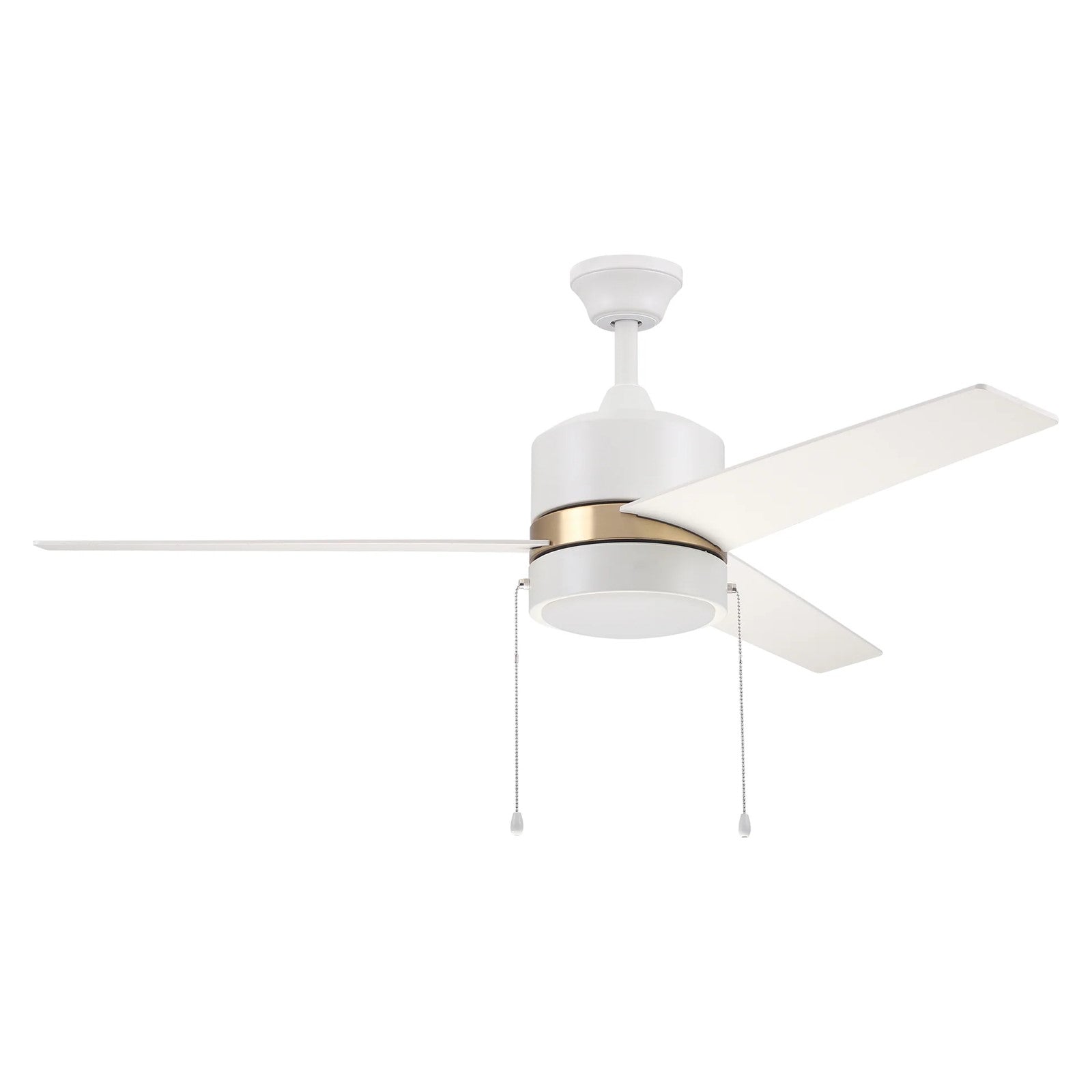 Carro Flint 52in 3-Blade Ceiling Fan | White/Gold Plywood Blades and Integrated LED | Living Room & Bedroom | 52 x 52 x 16.8 | Model VWGA-523A5-L12-W1-1G