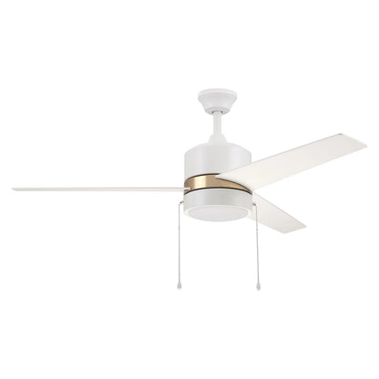 Carro Flint 52in 3-Blade Ceiling Fan | White/Gold Plywood Blades and Integrated LED | Living Room & Bedroom | 52 x 52 x 16.8 | Model VWGA-523A5-L12-W1-1G