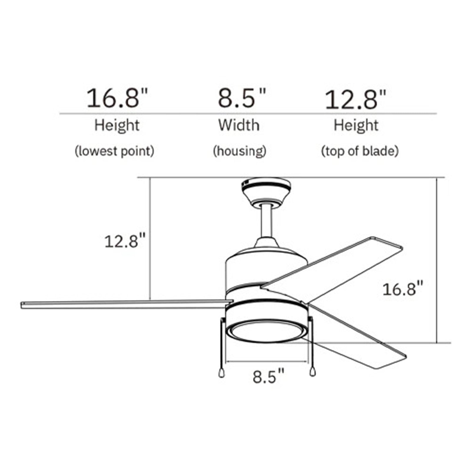 Carro Flint 52in 3-Blade Ceiling Fan | White/Gold Plywood Blades and Integrated LED | Living Room & Bedroom | 52 x 52 x 16.8 | Model VWGA-523A5-L12-W1-1G