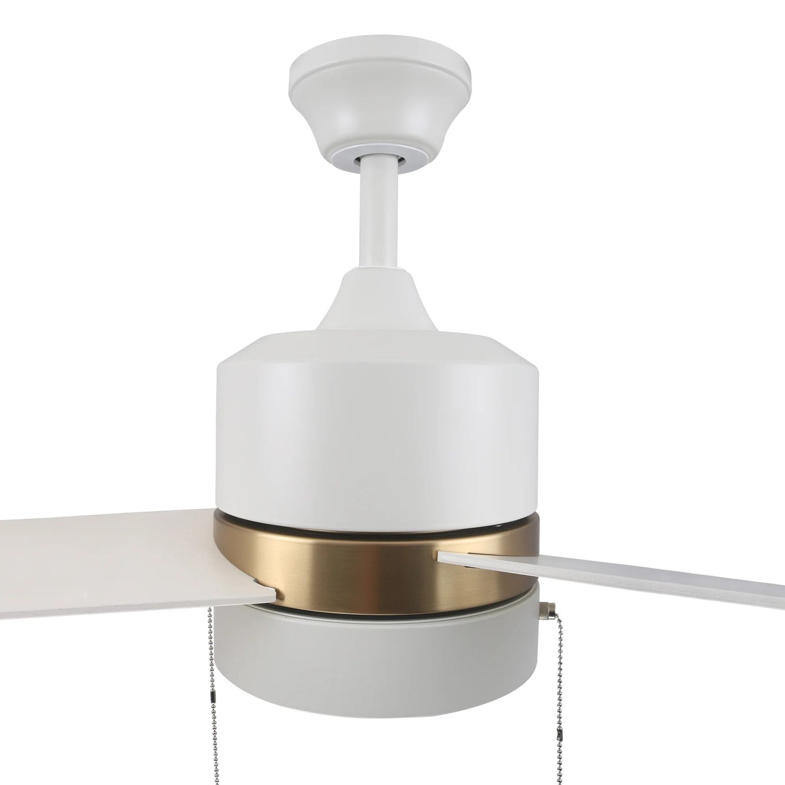 Carro Flint 52in 3-Blade Ceiling Fan | White/Gold Plywood Blades and Integrated LED | Living Room & Bedroom | 52 x 52 x 16.8 | Model VWGA-523A5-L12-W1-1G