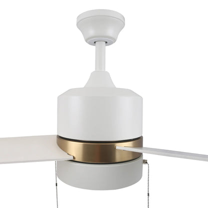 Carro Flint 52in 3-Blade Ceiling Fan | White/Gold Plywood Blades and Integrated LED | Living Room & Bedroom | 52 x 52 x 16.8 | Model VWGA-523A5-L12-W1-1G