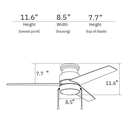 Carro Lamont 52in 3-Blade Flush Mount Ceiling Fan | Modern Black and Plywood | Living Room & Bedroom | 52 x 52 x 11.6 in | Model VWGA-523B-L12-B2-1