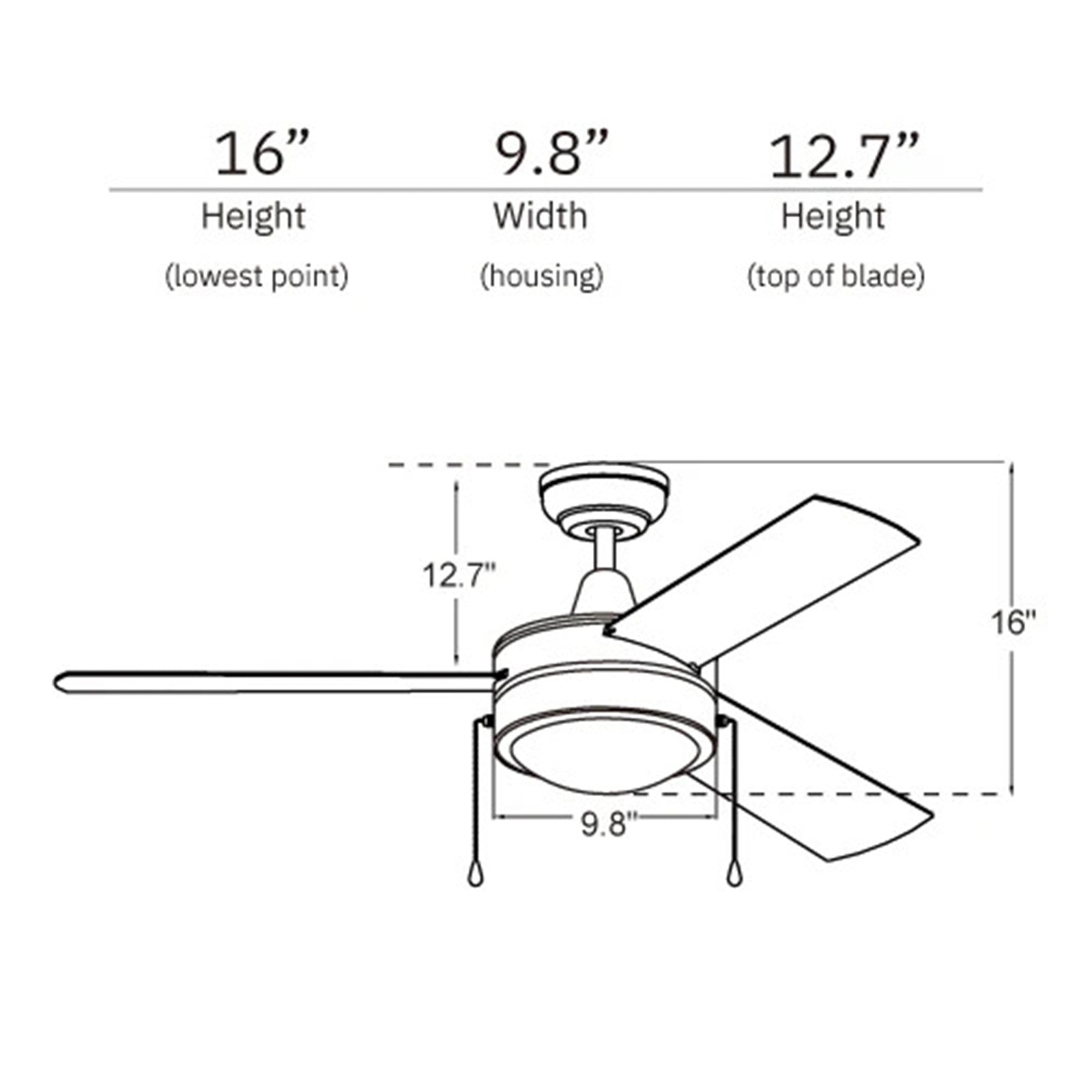 Carro Everett 52in 3-Blade Ceiling Fan | Black Plywood Blades and LED Light | Living Room & Bedroom | 52 x 52 x 16 in | Model VWGA-523C-L11-B2-1