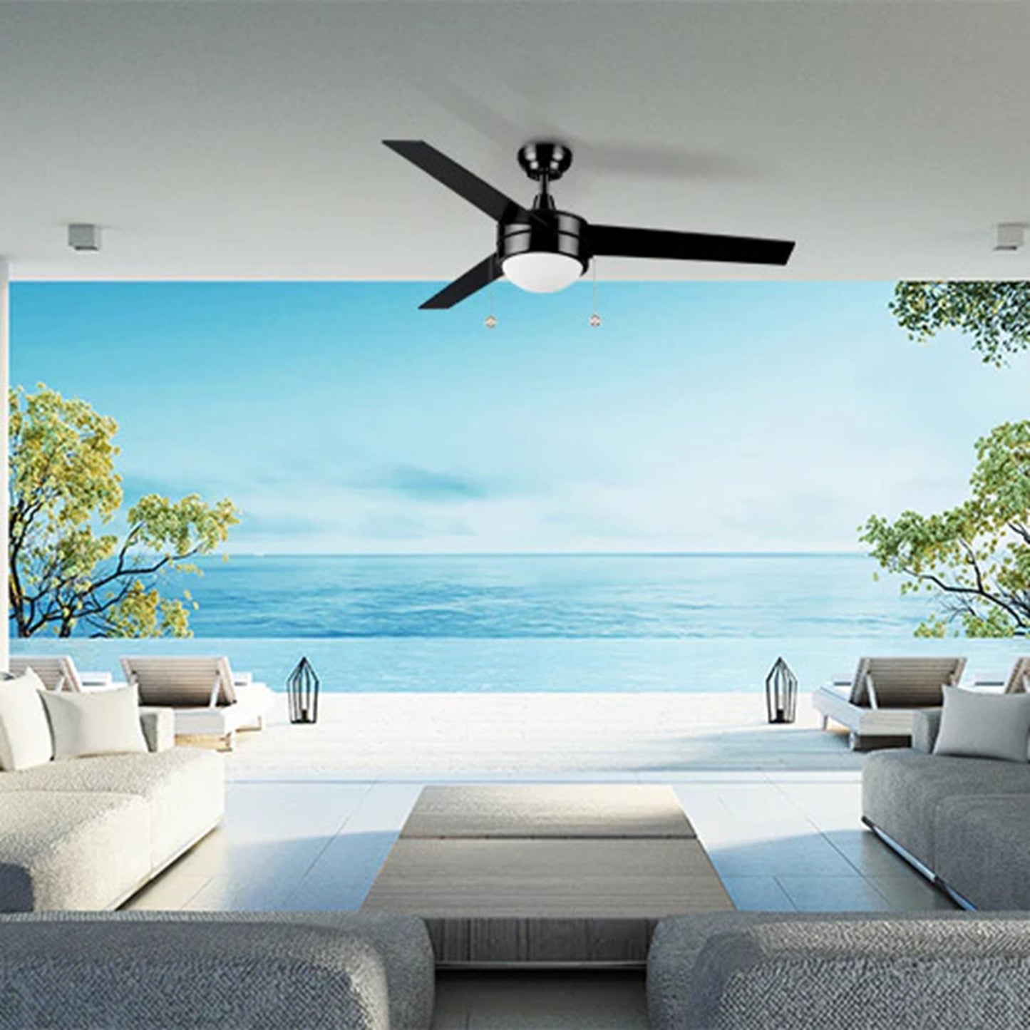 Carro Everett 52in 3-Blade Ceiling Fan | Black Plywood Blades and LED Light | Living Room & Bedroom | 52 x 52 x 16 in | Model VWGA-523C-L11-B2-1