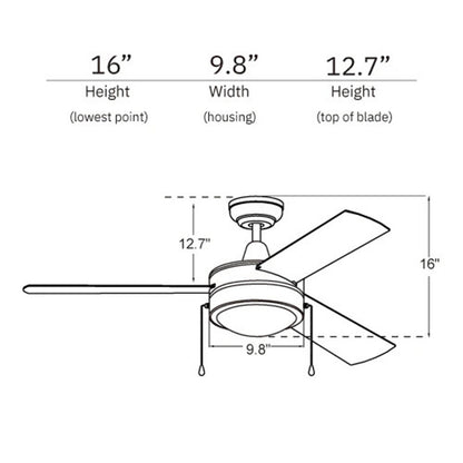 Carro Everett 52in 3-Blade Ceiling Fan | Brushed Nickel Plywood Blades and LED Light | Living Room & Bedroom | 52 x 52 x 16 in | Model VWGA-523C-L11-SC-1