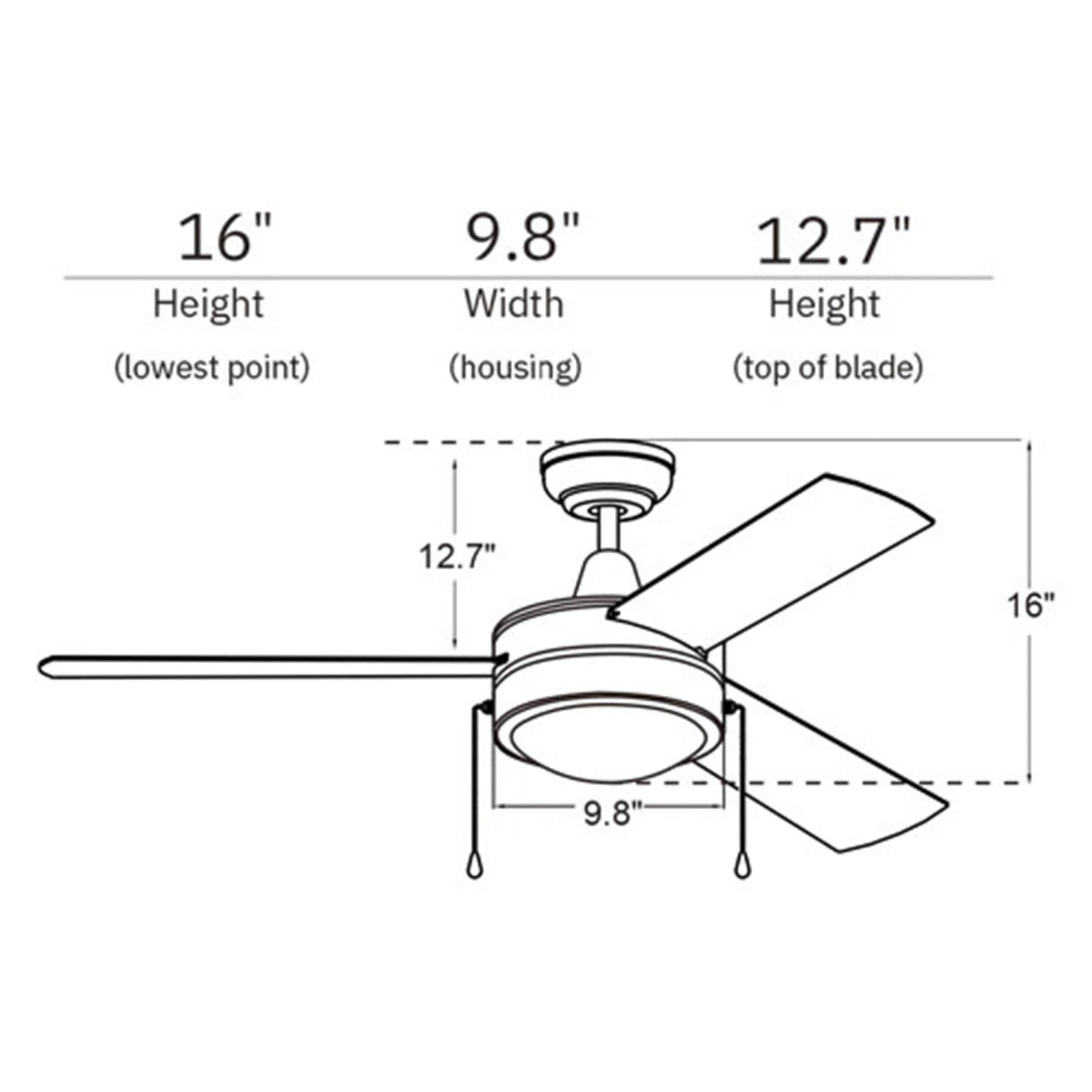 Carro Everett 52in 3-Blade Ceiling Fan | White Plywood Blades and LED Light | Living Room & Bedroom | 52 x 52 x 16 in | Model VWGA-523C-L11-W1-1