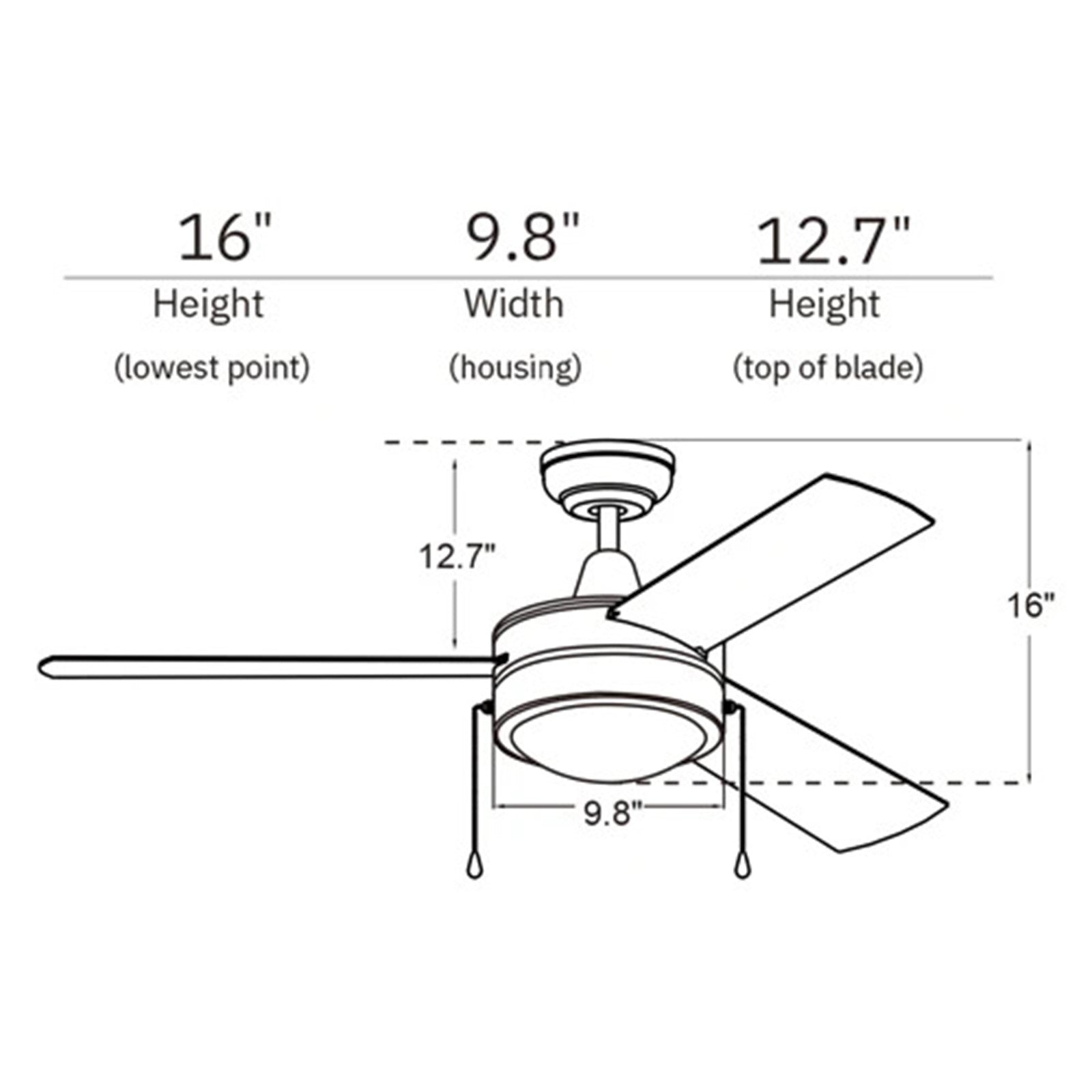 Carro Everett 52in 3-Blade Ceiling Fan | White Plywood Blades and LED Light | Living Room & Bedroom | 52 x 52 x 16 in | Model VWGA-523C-L11-W1-1