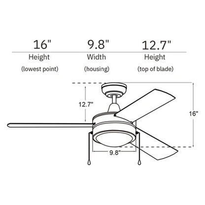Carro Everett 52in 3-Blade Ceiling Fan | White Plywood Blades and LED Light | Living Room & Bedroom | 52 x 52 x 16 in | Model VWGA-523C-L11-W1-1