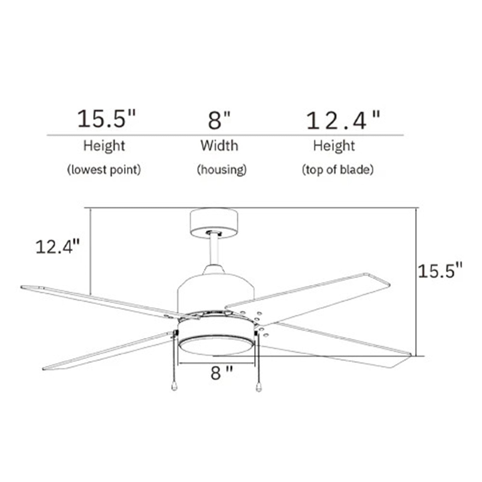 Carro Empire 52in 4-Blade Ceiling Fan | Black Plywood Blades and Integrated 3000K LED | Living Room & Bedroom | 52 x 52 x 15.5 | Model VWGA-524A3-L12-B2-1