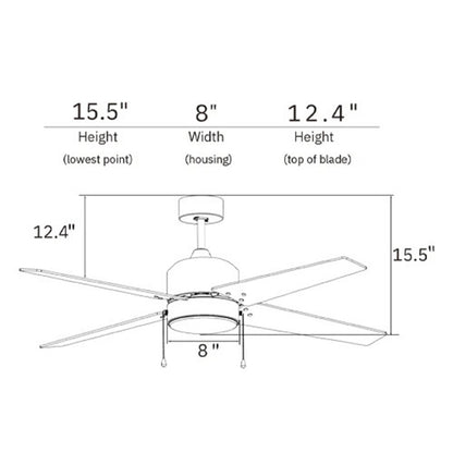 Carro Empire 52in 4-Blade Ceiling Fan | Black Plywood Blades and Integrated 3000K LED | Living Room & Bedroom | 52 x 52 x 15.5 | Model VWGA-524A3-L12-B2-1