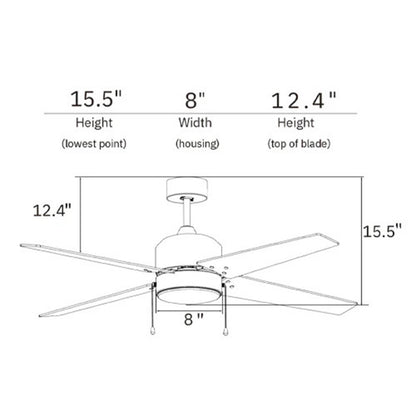 Carro Empire 52in 4-Blade Ceiling Fan | Brushed Nickel Plywood Blades with Integrated 3000K LED | Living Room & Bedroom | 52 x | Model VWGA-524A3-L12-S2-1