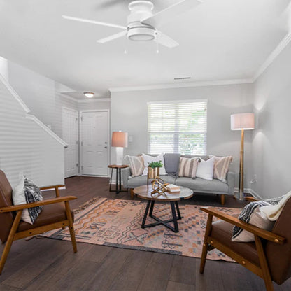 Carro Lamont 52in Flush Mount Ceiling Fan | White Plywood Blades with Integrated 3000K LED | Living Room & Bedroom | 52 x 52 x | Model VWGA-524B-L12-W1-1