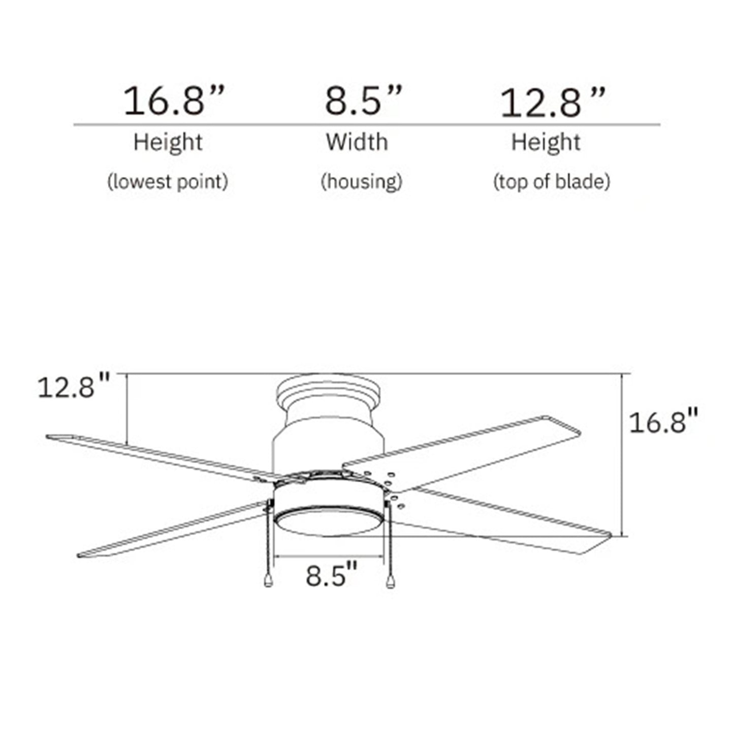 Carro Extreme 52in 4-Blade Flush Ceiling Fan | Black Plywood Blades with Integrated 3000K LED | Living Room & Bedroom | 52 x | Model VWGA-524B1-L12-B2-1
