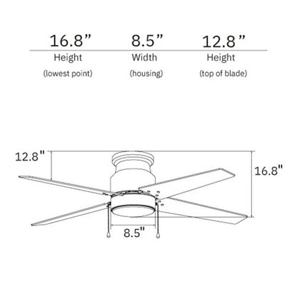 Carro Extreme 52in 4-Blade Flush Ceiling Fan | Black Plywood Blades with Integrated 3000K LED | Living Room & Bedroom | 52 x | Model VWGA-524B1-L12-B2-1