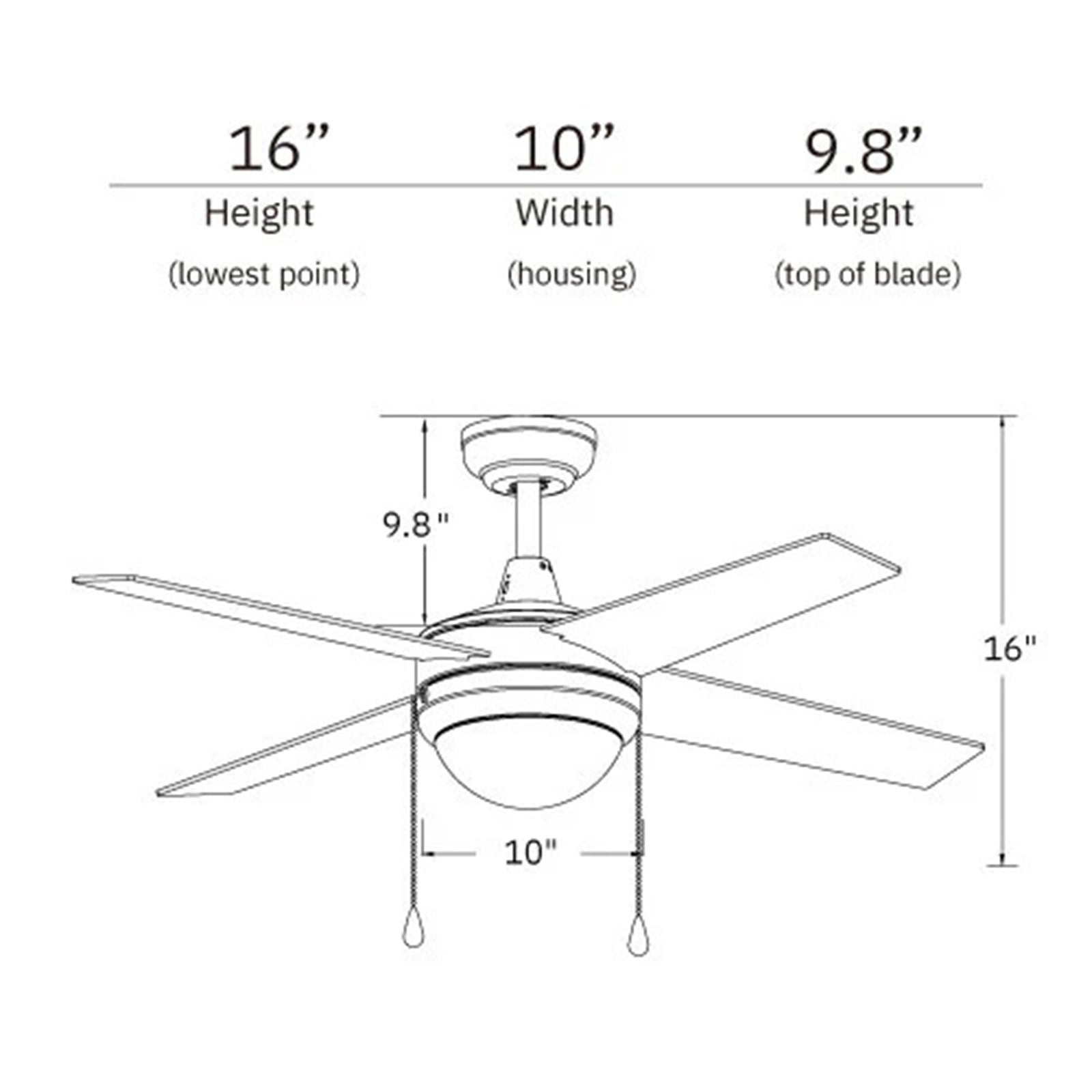 Carro Everett 52in Ceiling Fan | Black Plywood Blades with LED Compatible Light Kit | Living Room & Bedroom | 52 x 52 x 16 in | Model VWGA-524C-L11-B2-1