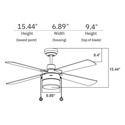 Carro Amalfi 52in 4-Blade Ceiling Fan | Modern Black Plywood Blades and Pull Chain Control | Living Room & Large Indoor Spaces | Model VWGA-524H2-L11-B2-1