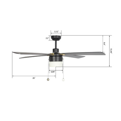 Carro Amalfi 52in 4-Blade Ceiling Fan | Modern Black Plywood Blades and Pull Chain Control | Living Room & Large Indoor Spaces | Model VWGA-524H2-L11-B2-1