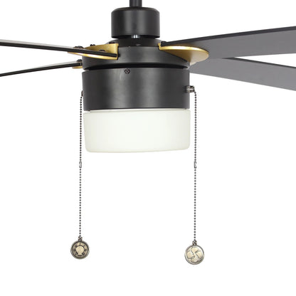 Carro Amalfi 52in 4-Blade Ceiling Fan | Modern Black Plywood Blades and Pull Chain Control | Living Room & Large Indoor Spaces | Model VWGA-524H2-L11-B2-1