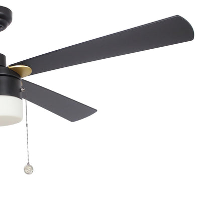 Carro Amalfi 52in 4-Blade Ceiling Fan | Modern Black Plywood Blades and Pull Chain Control | Living Room & Large Indoor Spaces | Model VWGA-524H2-L11-B2-1