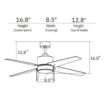 Carro Empire 52in 5-Blade Ceiling Fan | White Plywood Blades and Integrated LED | Living Room & Bedroom | 52 x 52 x 15.5 in | Model VWGA-525A3-L12-W1-1
