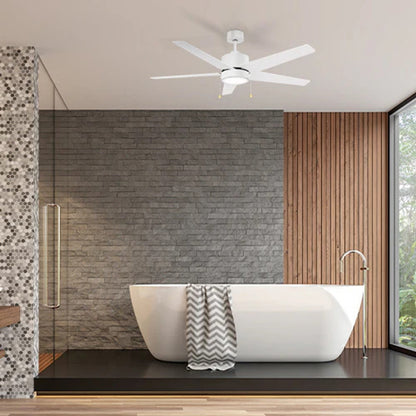 Carro Empire 52in 5-Blade Ceiling Fan | White Plywood Blades and Integrated LED | Living Room & Bedroom | 52 x 52 x 15.5 in | Model VWGA-525A3-L12-W1-1