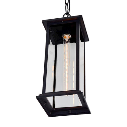 1 Light Outdoor Pendant, Black/Clear