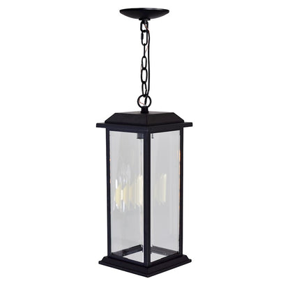 1 Light Outdoor Pendant, Black/Clear