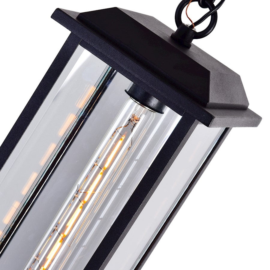 1 Light Outdoor Pendant, Black/Clear