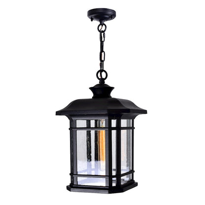 1 Light Outdoor Pendant, Black/Seedy