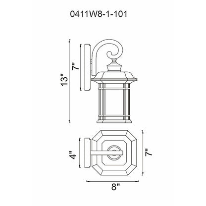 1 Light 12"H Outdoor Wall Sconce