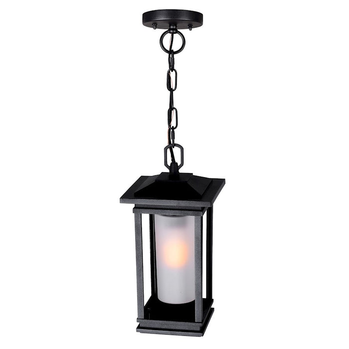 CWI Granville 1 Light Outdoor Hanging Light, Black/Frosted