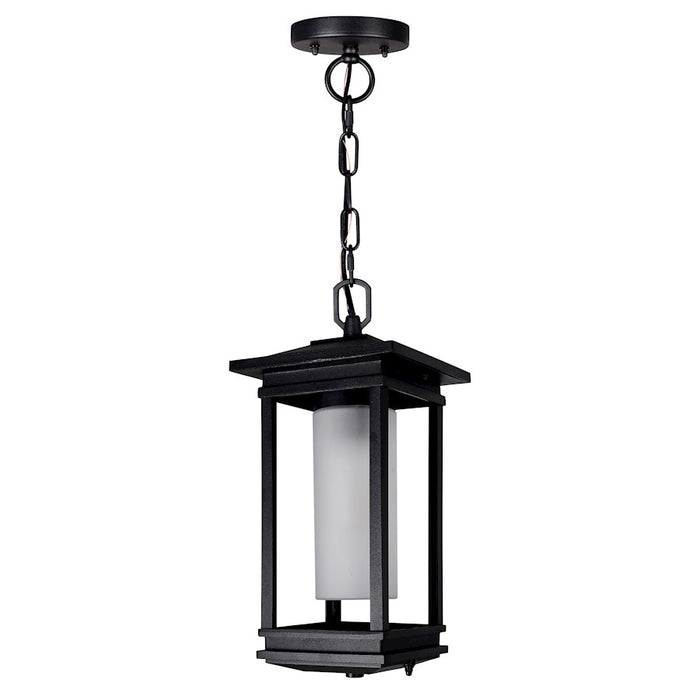 CWI Granville 1 Light Outdoor Hanging Light, Black/Frosted